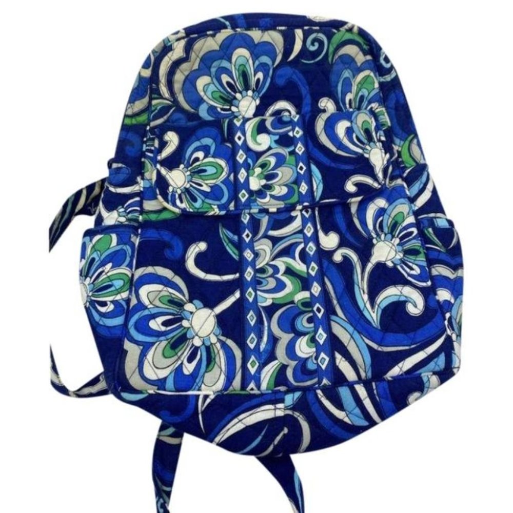 Vera Bradley Quilted Blue White Green Back Pack